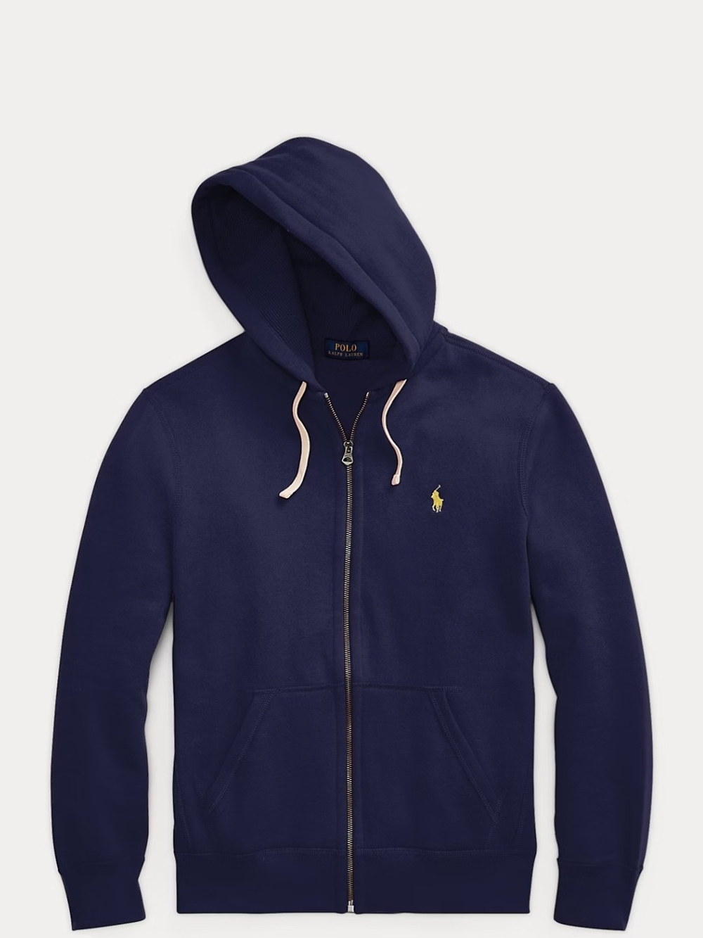 Polo by Ralph Lauren Navy Full‑Zip Hooded Sweatshirt with Yellow Pony